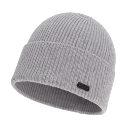Czapka zimowa męska, szara, wełna merino z kaszmirem, Montario-1 Czapka zimowa męska, szara, wełna merino z kaszmirem, Montario-1
